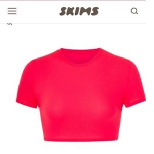 Skims super cropped hot pink top